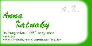 anna kalnoky business card